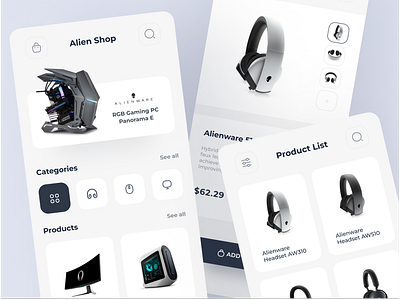 Alien Shop Ecommerce Concept android app design android ui design ecommerce mobile ui product design ui ui design uiux user experience user interface userinterface