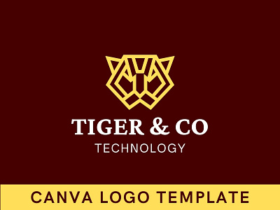 Premade Abstract Tiger Canva Logo Template brand identity branding canva design logo logo design logomark modern logo monoline template tiger