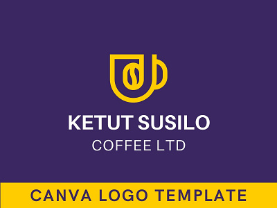 Premade Minimal Coffee Mug Canva Logo Template brand brand identity branding cafe canva coffee cup design logo logo design logomark mug restaurant tea template