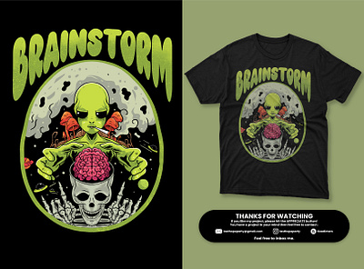 Brainstorm alien apparel brain brainwash cover story design illustration tees tshirt tshirt design ufo wear