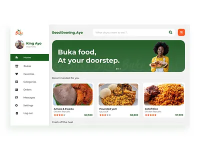 Dashboard of a food ordering website, BUKR. branding graphic design ui