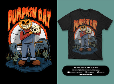 Pumkin Day apparel cover story design halloween horror illustration pumkin pumpkin head scary tees tshirt wear