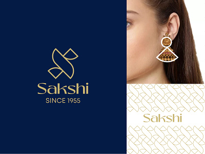 Sakshi Jewelry Logo abstract branding diamond gold graphic design jewellers jewellery letter minimal neckless ornament pattern rings royal s sakshi store upscale
