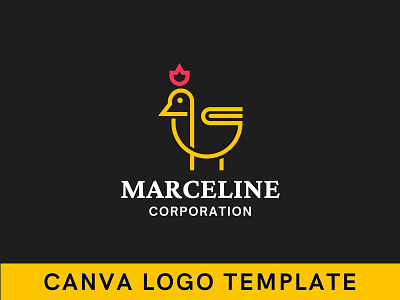 Premade Minimal Chicken Canva Logo Template brand identity branding canva design illustration logo logo design logomark modern logo template