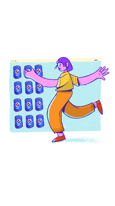 Pepsi online 2d blue character characterdesign design ecommerce happy illustration ipadpro people pepsi procreate