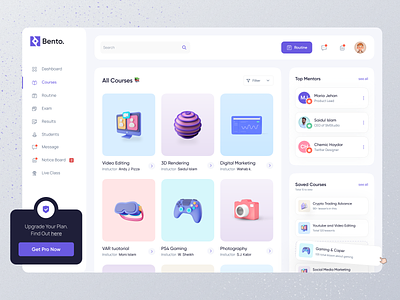 Bento: Online Course Dashboard(Course Page) dashboard dashboard design design e learning interface minimal modern online course online course dashboard popular shot saidul islam ui ui design uiux user interface uxdesign visual design web app web application design