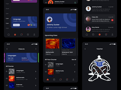 Classroom App Dark Mode classroom control course dark mode design education learning mobile design online school student study task teacher teaching tutor ui ui ux ui mobile uidesign