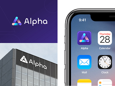 Logo Exploration- Alpha alpha appstore branding building dark theme design designstudio graphic design icon logo logo designer logomark minimalist modren logo startup symbol tech triangle vector visual identity