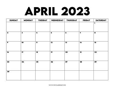April 2023 Calendar Printable
