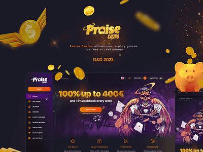 Praise Casino casino design game gameonline money platform ui ux website win