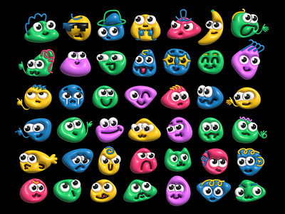 3D Characters 3d faces facial expression mascot