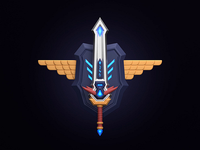The Sword 3d animation blender cartoon fantasy game icon illustration meka render shield sword toy weapon wings