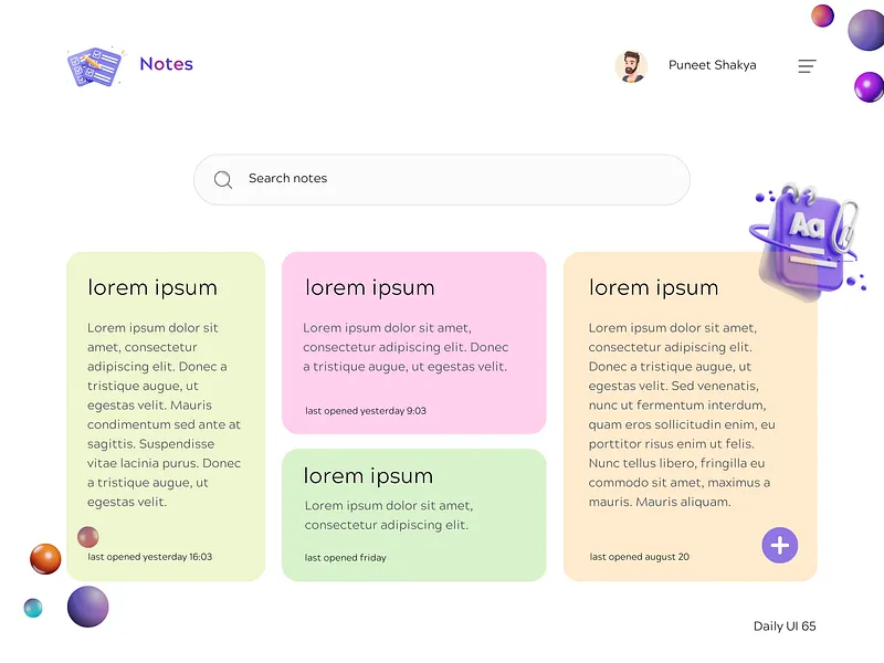 Notes UI designs, themes, templates and downloadable graphic elements ...
