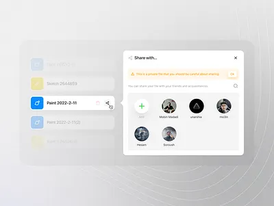 Share File / UIUX Design app attendee component dashboard design desktop drag drag and drop member memeberlist minimal paint file product section share share file ui userinterface ux web