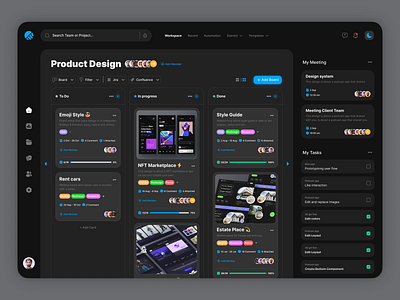 Dashboard Pro - Trello Redesign Dark Mode admin dashboard dashboard design dashborad dshboard dshborad interface kanban task task management task manager ui ui design user dashboard user panel ux visual design web web design