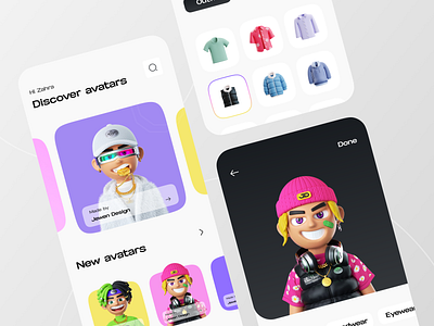 3D Avatar Creating App 3d 3d avatar 3d avatar app app app design avatar avatar app avatar app ui design flat design graphic design illustration minimal design onboarding page profile ui ui design uiux