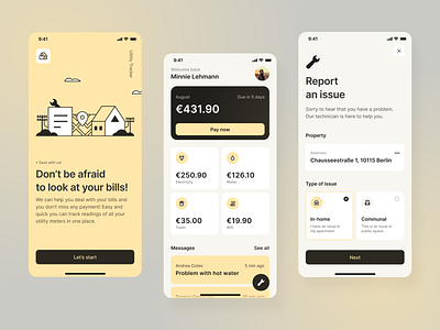 Utility Tracker – App concept app bills bugdet illustration mobile pay payment payments product design reporting savings spendings tracking ui utility tracker ux