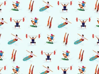 2020 Tokyo Olympics - Female Athletes Pattern graphic design illustration pattern