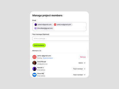 Add Member Modal - Team add member add user app app design clean components modal projectmanagement team member teammanagement ui webdesign