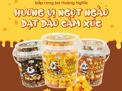 Thiết kế bao bì bắp rang bơ Hoàng Nghĩa branding