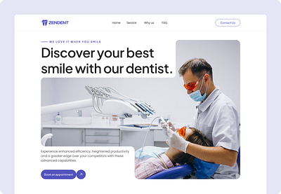 ZENDENT - Modern Dental Clinic Landing Page appointment dental clinic dental landing page dental website dentist health hero section design landing page ui ux web design