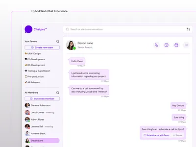 Hybrid Work Chat Experience application design assign task attendees chat chat application chat experience chatpro meeting meeting scheduler message messages messenger schedule tasks teams ui design upcoming events user interface work chat work chat experience