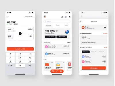 Foreign Exchange - Finance App - Light version analytics android banking convert currency dollar exchange finance foreign exchange icons ios link card money payment profile todo transactions user experience user interface verify email
