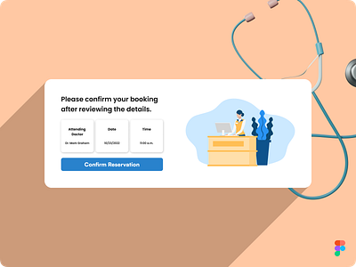 DailyUI Challenge 54 - Confirm Reservation #Day054 #DailyUI 054 appointment challenge concept confirm confirmation daily daily ui dailyui day 054 design doctor figma reservation ui uidesign uiux ux ux design uxui