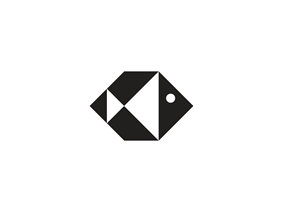 Box-fish branding identity logo mark negative space symbol