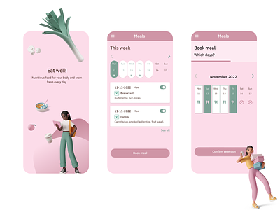 Meal booking App app design eat healthy meal planning meel booking student app ui ux