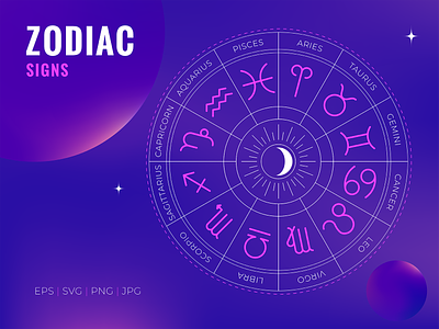 ZODIAC signs circle esoteric icon