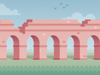 Aqua Claudia - Illustration ancient rome aqueduct archaeology design for cultural heritage illustration