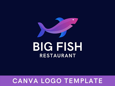 Premade Abstract Fish Canva Logo Template brand identity branding canva design fish food gradient logo illustration logo logo design logomark restaurant template