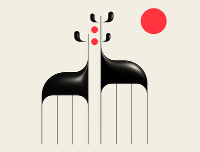 Jirafas abstract animals black geometric giraffe illustration messymod minimalism red vector