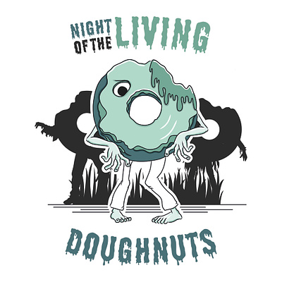 Night of the Living Doughnuts T-Shirt adobe design flat illustration illustrator vector