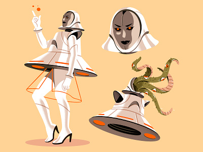 Miranda Glocke alien character design illustration lovecraft model scifi ufo