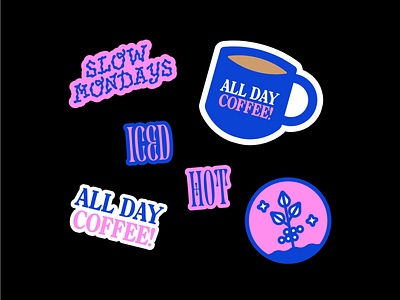 ☕ Coffee Stickers art blue coffee coffee shop design minimal pink sticker sheet stickers