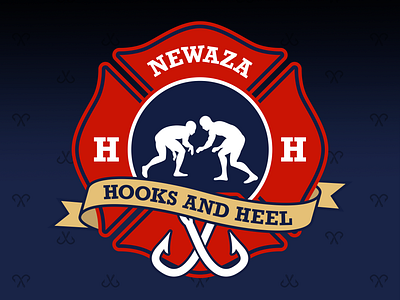 Hooks&Heel Badge apparel athlete badge bjj crest design fdny graphic design grappling illustration jiujitsu logo mma nyc oss pattern shield typography vector