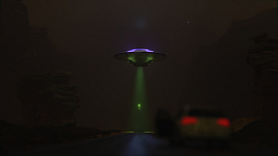 3D UFO Abduction Scene