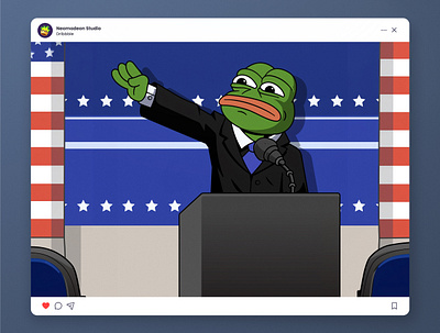 PEPE Meme: Elon Musk (Poster art 2) 2d art art character character design crypto art elon musk illustration media meme meme coin meme token nft pepe performance policy politician social post token tribune usa