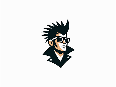 Cool Rocker Logo branding design emblem entertainment face fashion guy icon identity illustration logo man mark music portrait punk punker rocker symbol vector