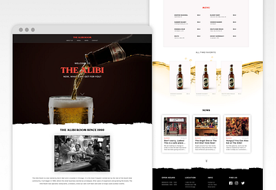 The Alibi Room Landing Page Website beer beer bar company profile website gallagher landing page shameless the alibi the alibi room ui design