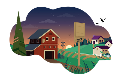 Bat House Farmscape design graphic design illustration illustrator nature vector