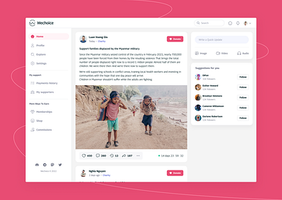 Wechoice - homepage clean design crypto donations platform ui design web design