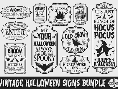 Vintage Halloween Sign Bundle Design collection sticker