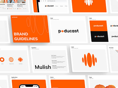 Poducast - Brand Guidelines brand brand book brand guideline brand guidelines branding case study clean graphic design guide guidelines identity logo logo book logo design logo podcast modern logo music podcast podcast logo visual identity