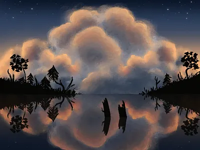 Sunset clouds illustration nature procreate sunset swamp