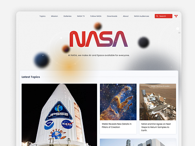 NASA Site Redesign branding design figma logo nasa product design site design space ui ux