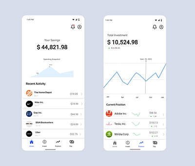 Finance Paying and Investment app android app app design branding design figmadesign finance fintech graphic design investment ios app mobiledesign pay product design prototype ui uidesign ux uxdesign vector visual design
