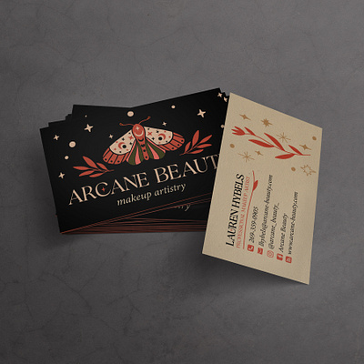 Arcane Beauty Business Cards arcane beauty brand branding business card design graphic design illustration logo logo design logos moth witchy